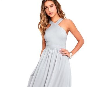 Lulu’s Air of Romance Grey Maxi Dress! NWT